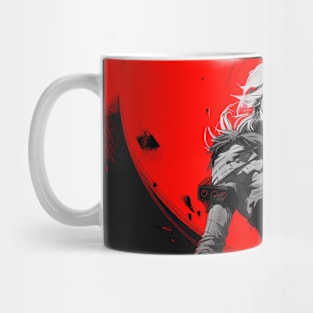 Unbroken Female Cyberpunk Android Red Background Mug